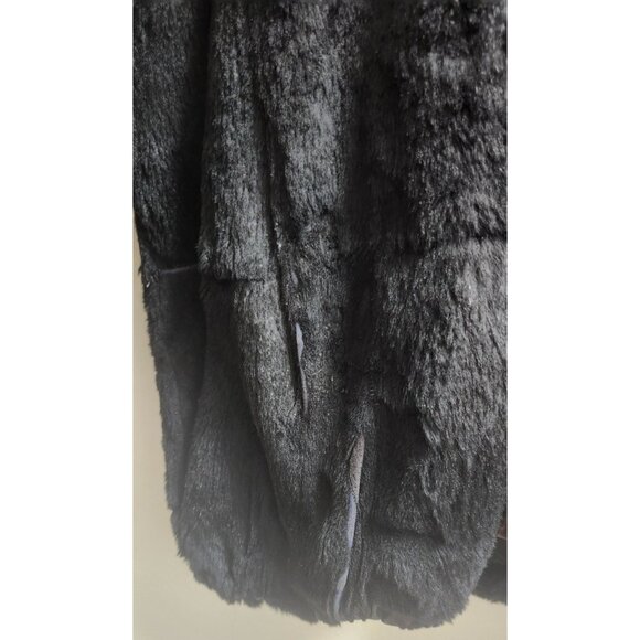 Woman's Dyed Black Sheared Mink Fur Parka Reversing to Black Leather M/L - Picture 14 of 16